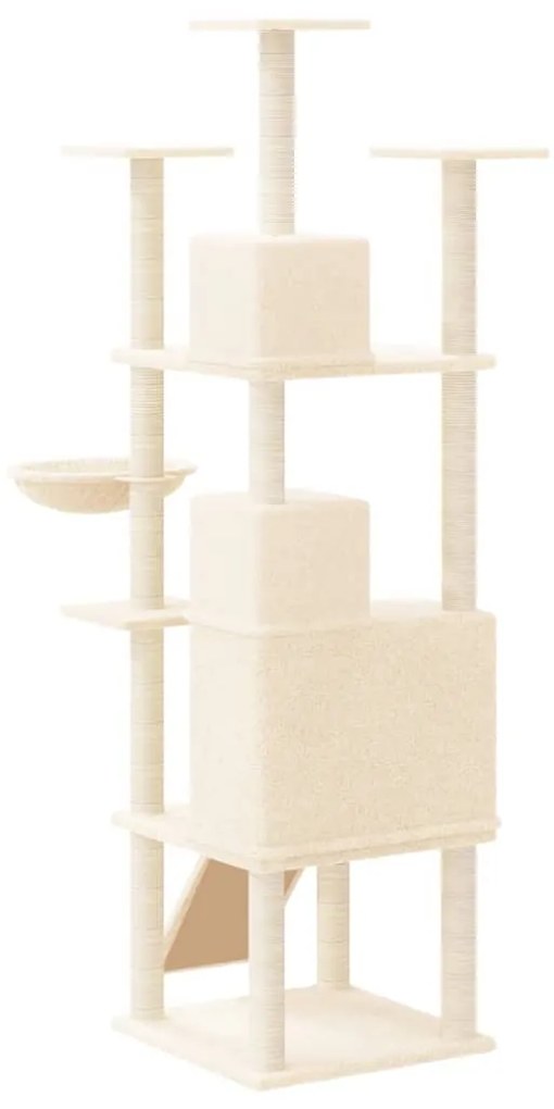 Árvore p/ gatos c/ postes arranhadores sisal 175 cm cor creme