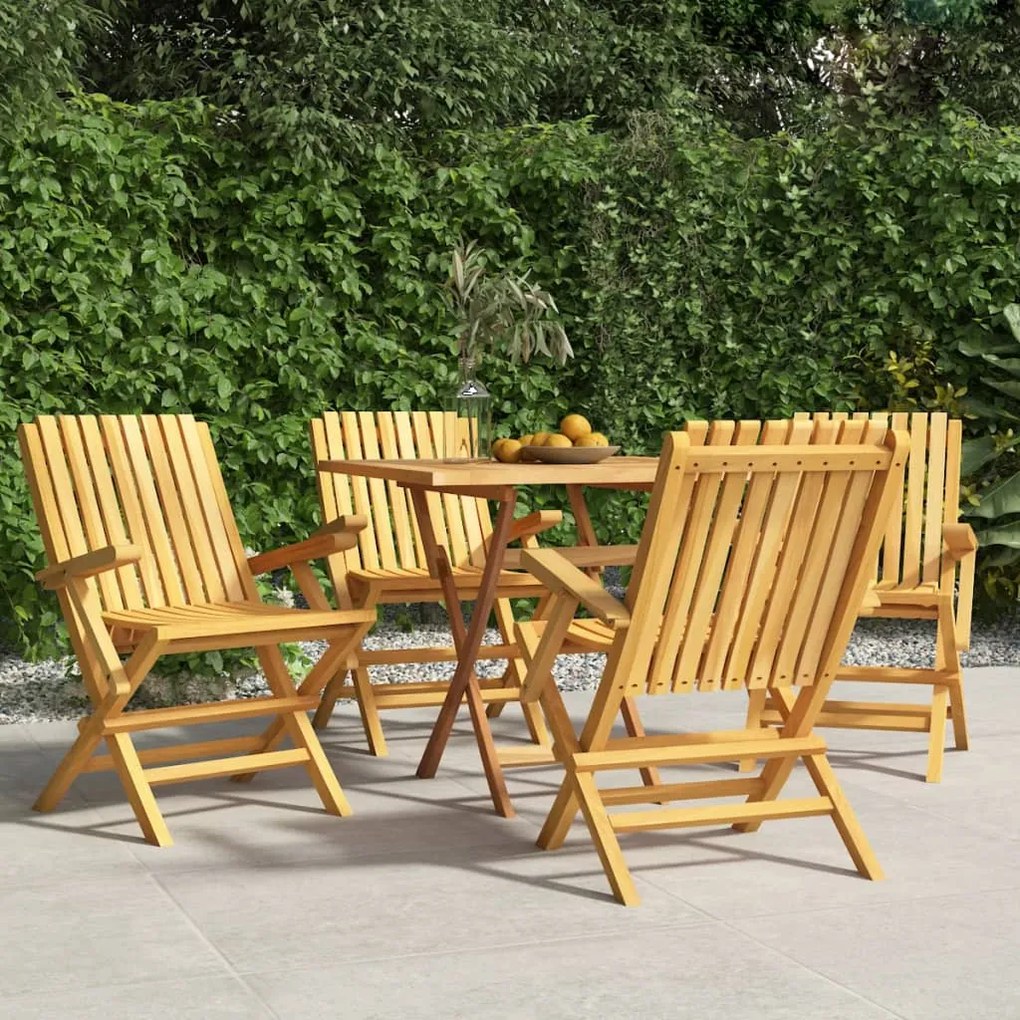 vidaXL Cadeiras de jardim dobráveis 4 pcs 61x67x90 cm teca maciça