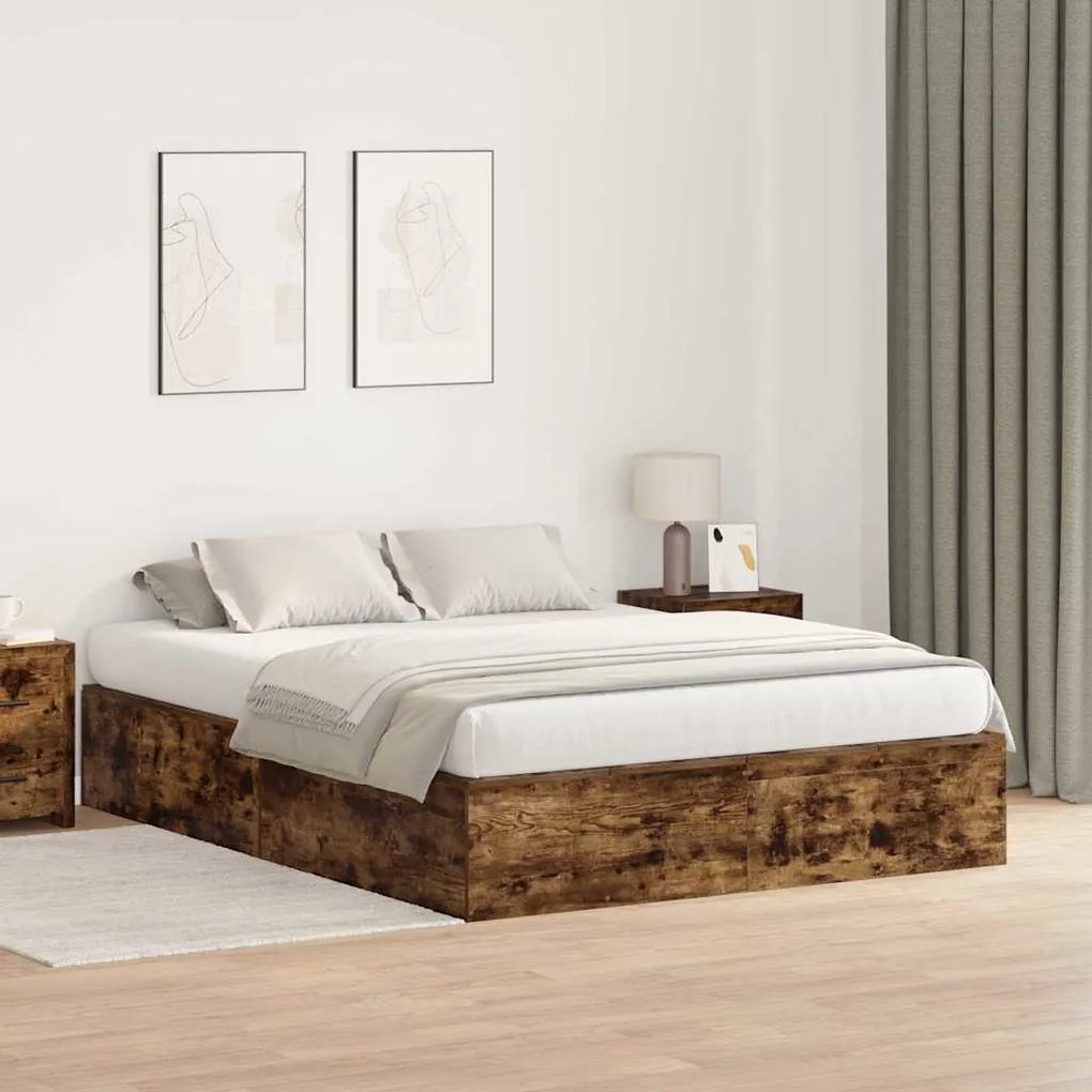vidaXL Estrado de Cama Carvalho Defumado 140 x 190 cm