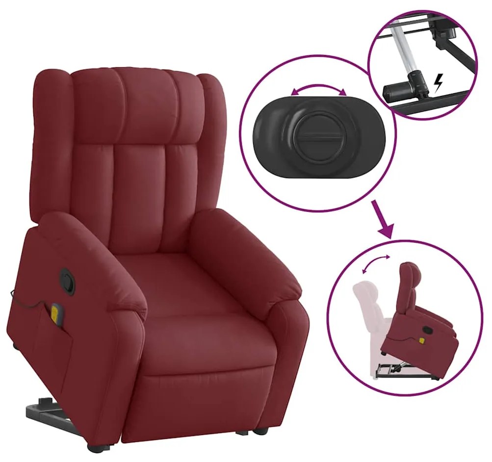 Poltrona de massagens reclin. elevatória tecido vermelho tinto