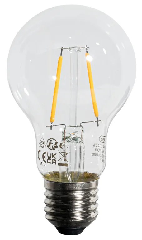 Conjunto de 5 lâmpadas LED E27 A60 com sensor crepuscular 2,5W 250 lm 2200K