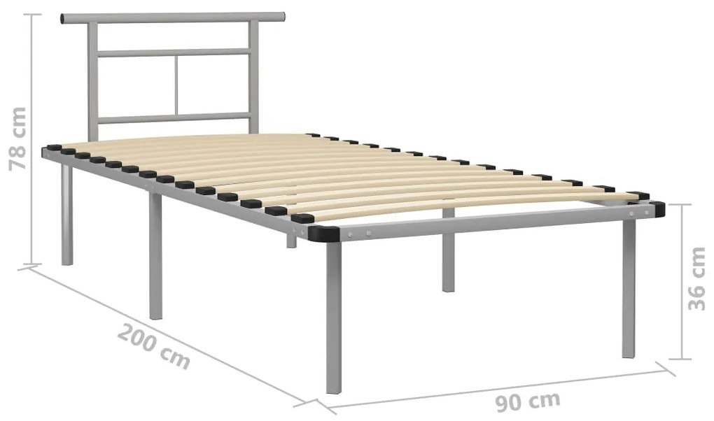 Estrutura de cama 90x200 cm metal cinzento