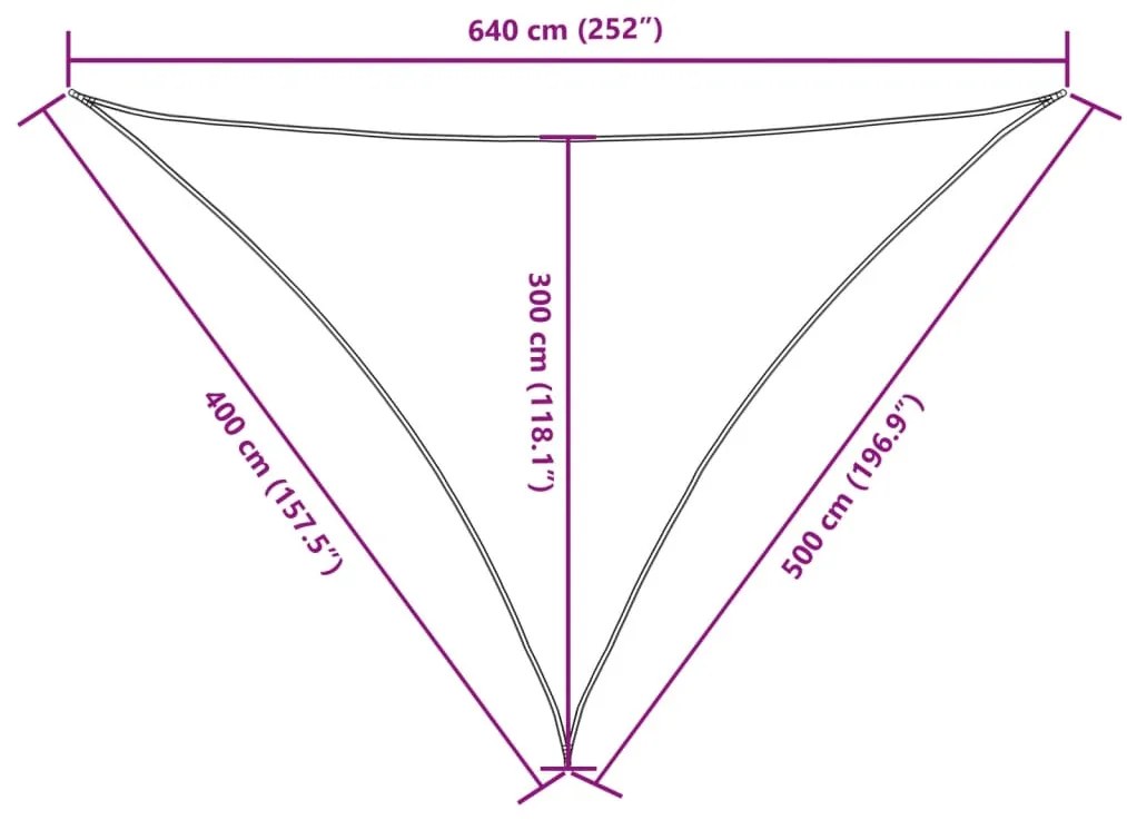 Para-sol estilo vela tecido oxford triangular 4x5x6,4 m branco