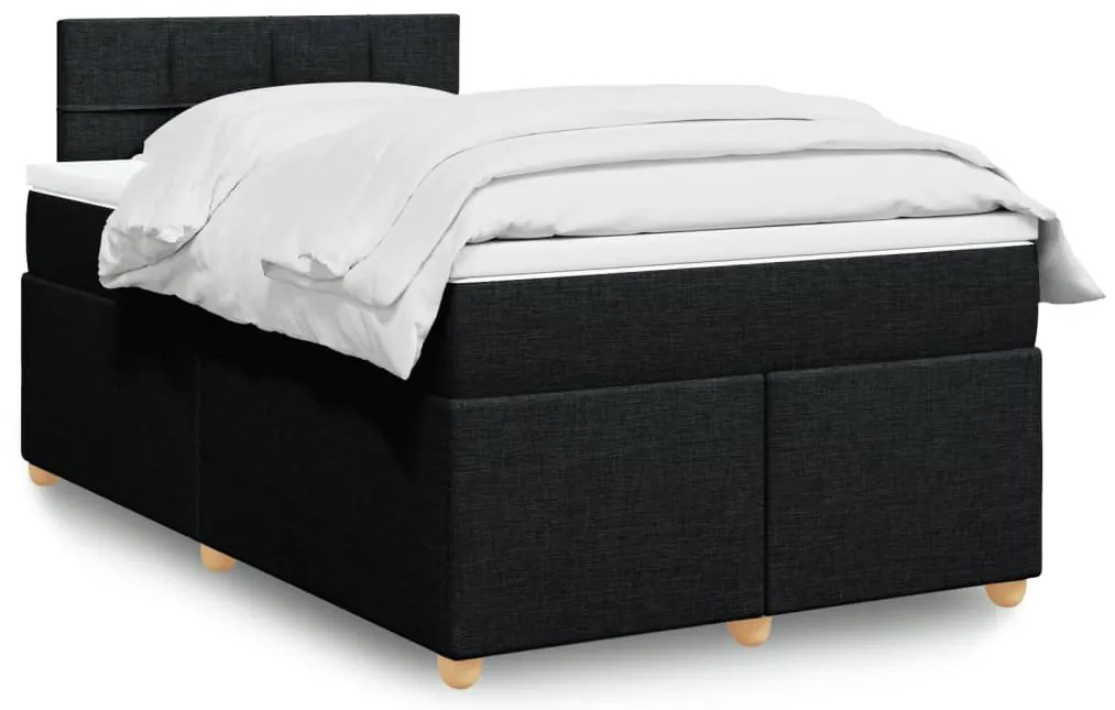 Cama com molas/colchão 120x200 cm tecido preto