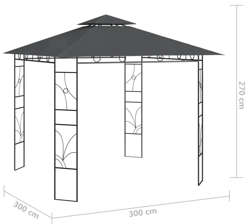 Gazebo 3x3x2,7 m 160 g/m² antracite