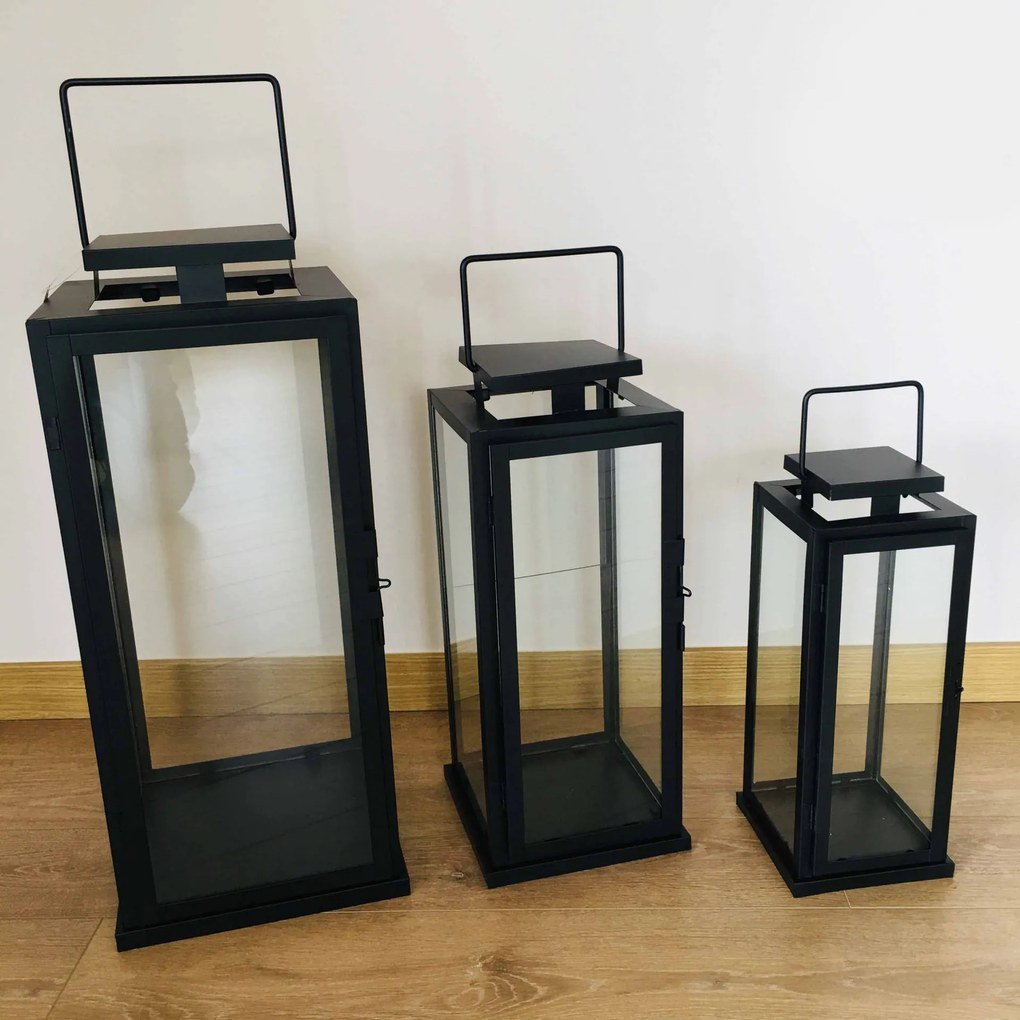 Lanternas | Metal Preto - 14x14x35CM