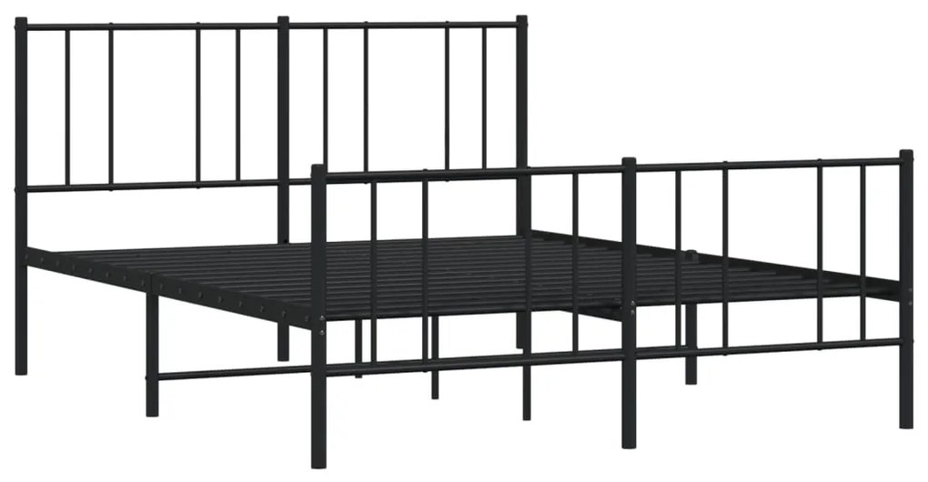Estrutura de cama com cabeceira e pés 120x190 cm metal preto