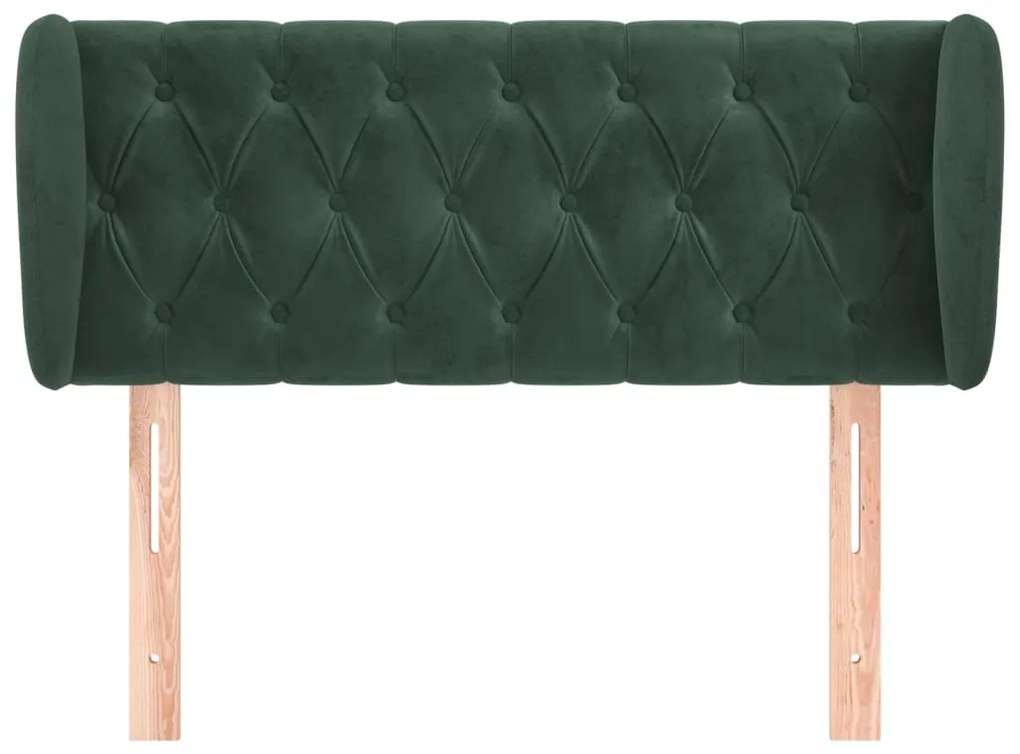 Cabeceira de cama c/ abas veludo 103x23x78/88cm verde-escuro