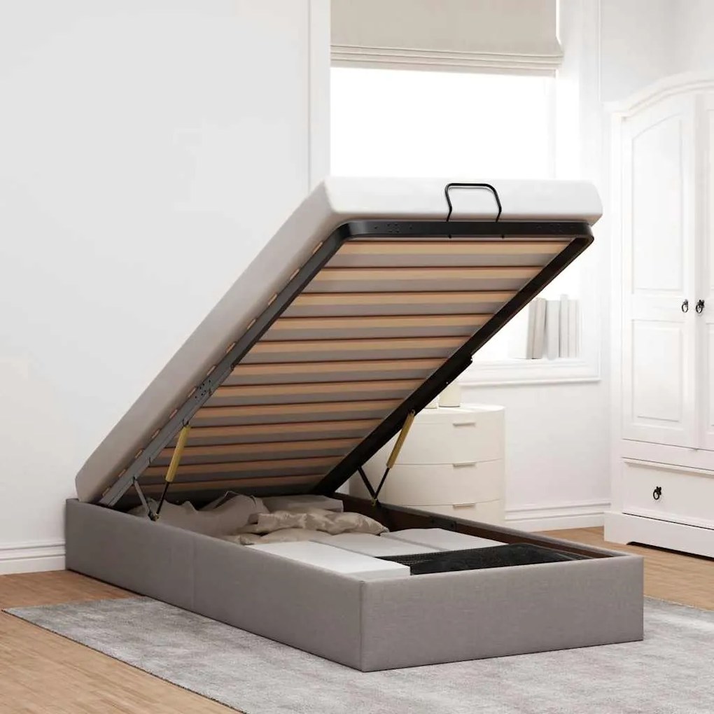 vidaXL Estrutura de cama otomana sem colchão 100x200cm tecido cinzento