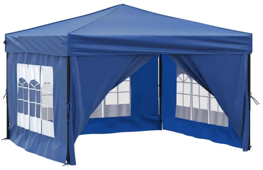 Tenda para festas dobrável com paredes laterais 3x3 m azul