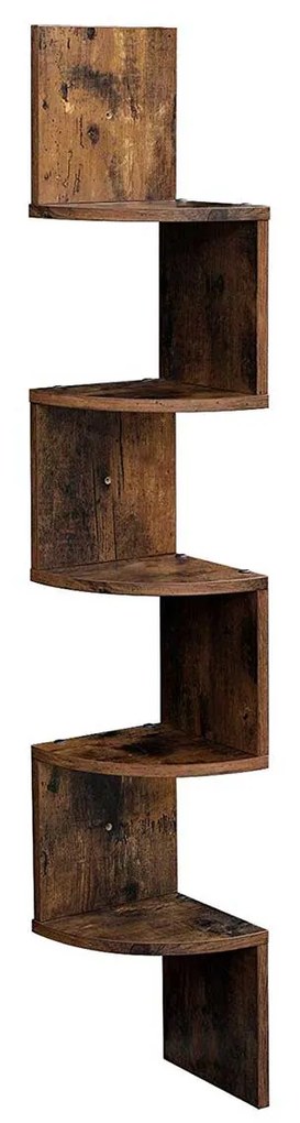 Prateleira de canto VASAGLE LBC20BX, prateleira de parede, 5 níveis, prateleira flutuante em zigue-zague, estante para cozinha, quarto, sala de estar, escritório, marrom rústico