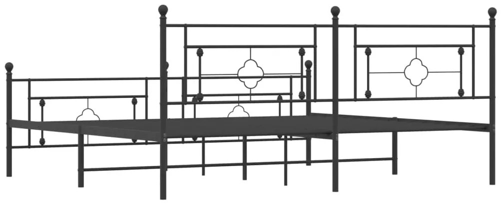 Estrutura de cama com cabeceira e pés 200x200 cm metal preto