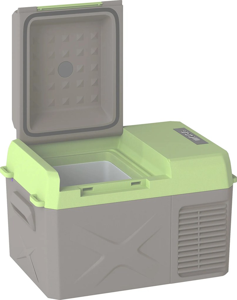 Outsunny Caixa frigorífica com compressor 12 L, geladeira elétrica com conexão e função de refrigeração, Cinza+Verde | Aosom Portugal