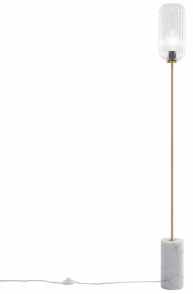 Candeeiro de pé Art Déco em latão com vidro transparente - Rid Art Deco