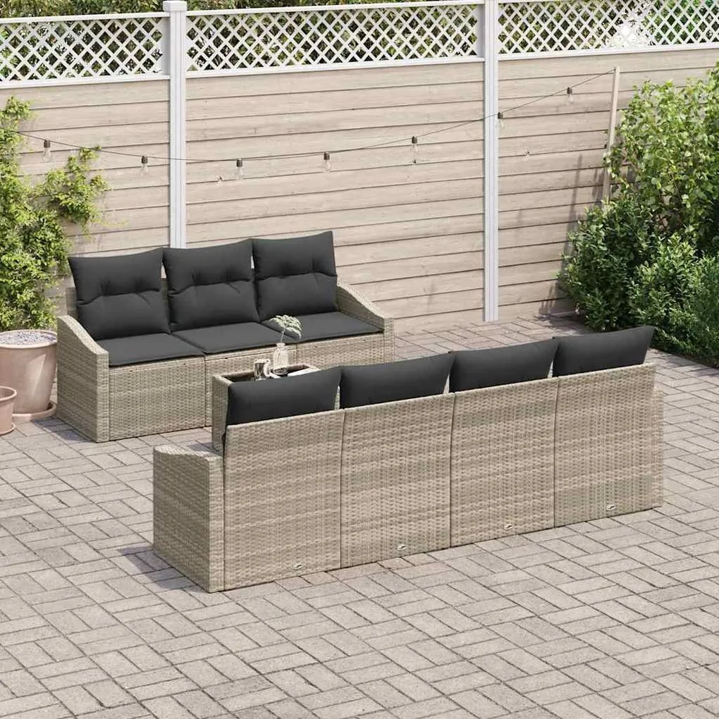 Conjunto de Jantar de Jardim com 8 Peças e Almofadas Cinza Claro de Ra