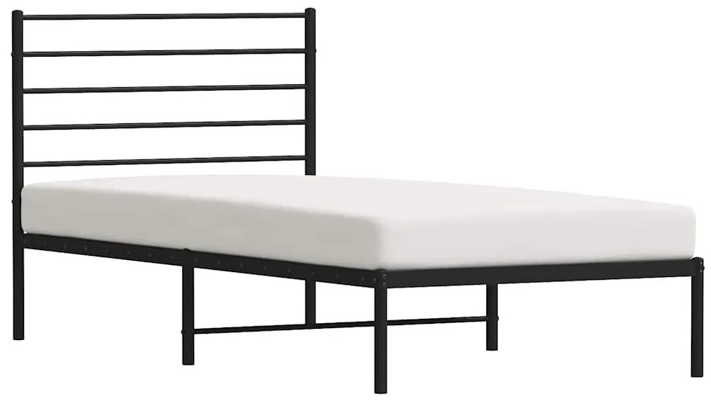 Estrutura de cama com cabeceira 100x200 cm metal preto