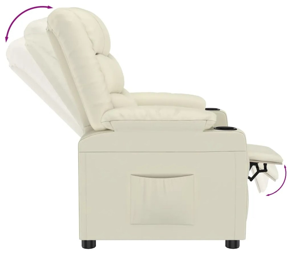 Cadeira reclinável couro artificial cor creme