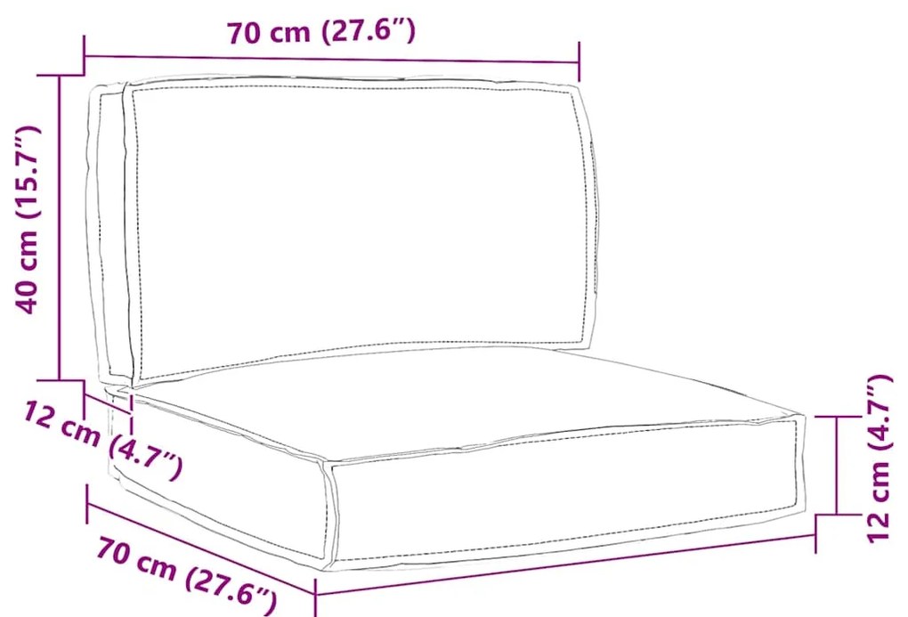 Conjunto de Almofadas para Palete - 2 Peças com Padrão de Folhas em Te
