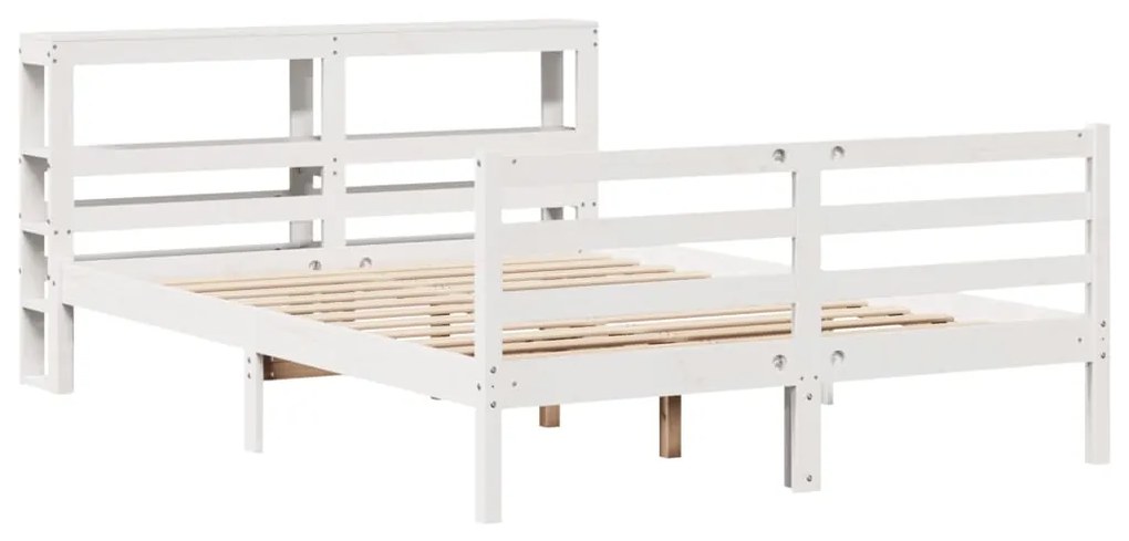 Cama sem colchão 140x190 cm madeira de pinho maciça branco