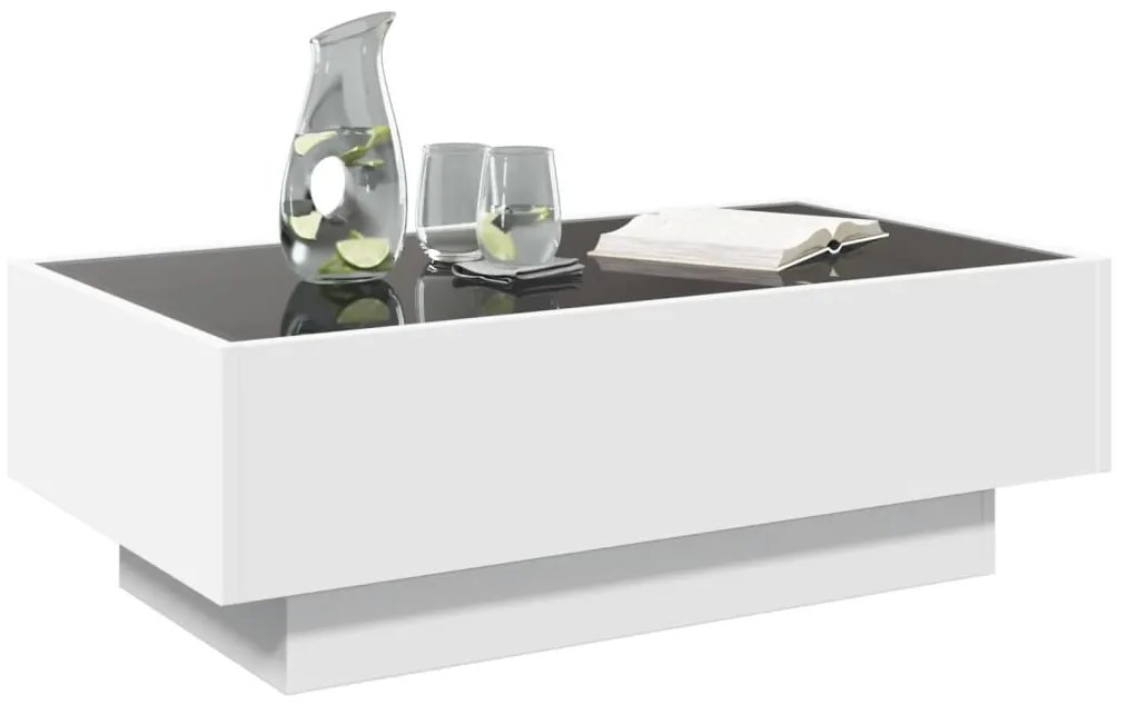 Mesa de centro c/ LEDs 90x50x30 cm derivados de madeira branco