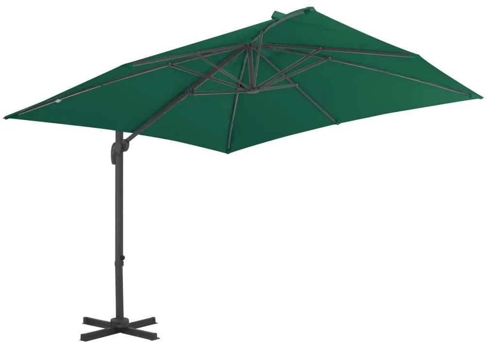 Guarda-sol cantilever com poste alumínio 300x300 cm verde
