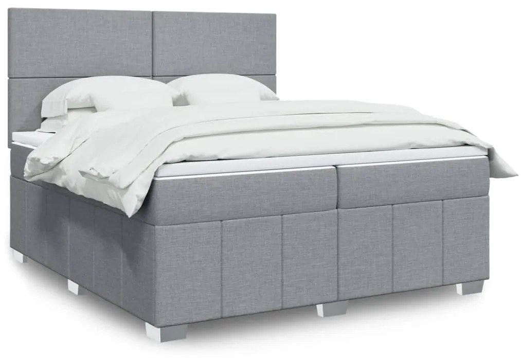 vidaXL Cama com molas/colchão 200x200 cm tecido cinza-claro
