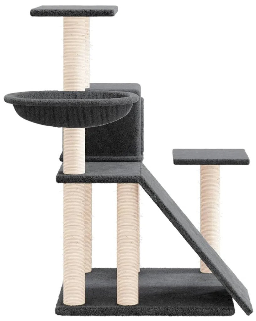 Árvore p/ gatos c/ postes arranhadores sisal 82 cm cinza-escuro