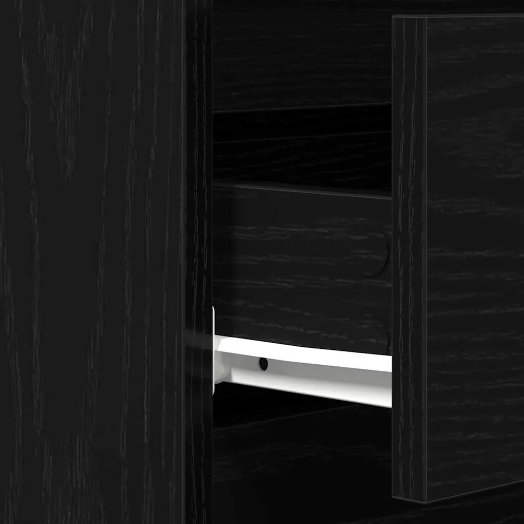 Aparador vidaXL com Gavetas Preto Carvalho 60x35x70 cm Madeira de Enge