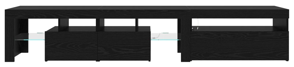 Armários para TV vidaXL 2 pcs com Luzes LED Carvalho Preto Madeira Eng
