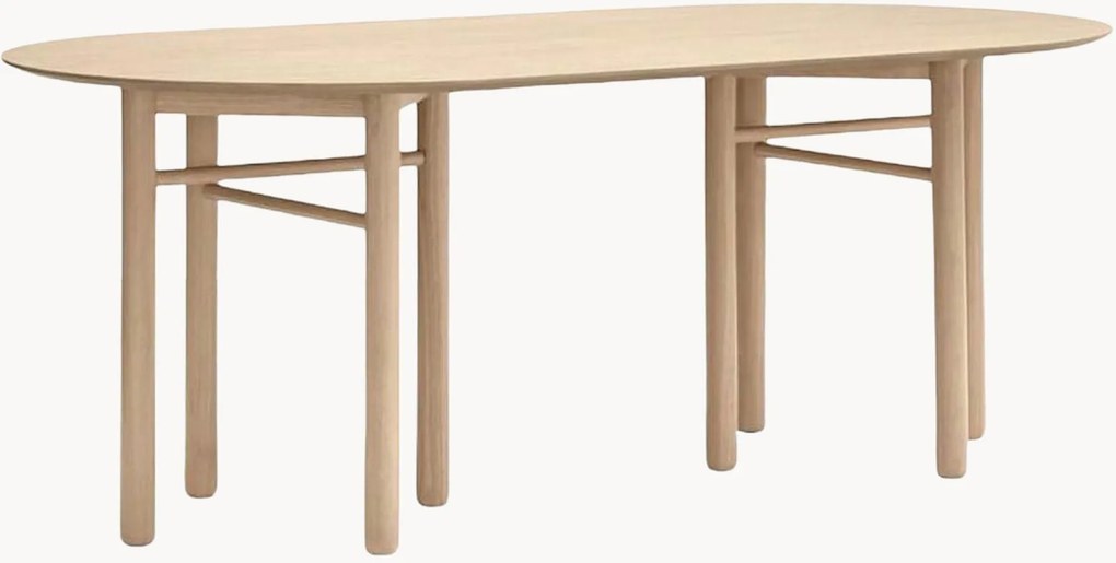 Mesa de jantar oval com pernas em madeira de borracha Junco