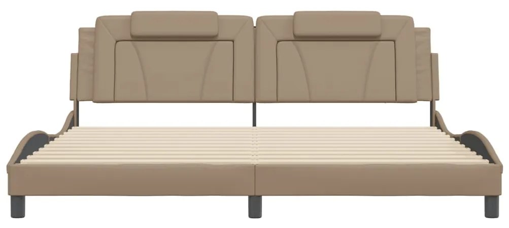 Estrutura cama cabeceira 200x200 cm couro artificial cappuccino