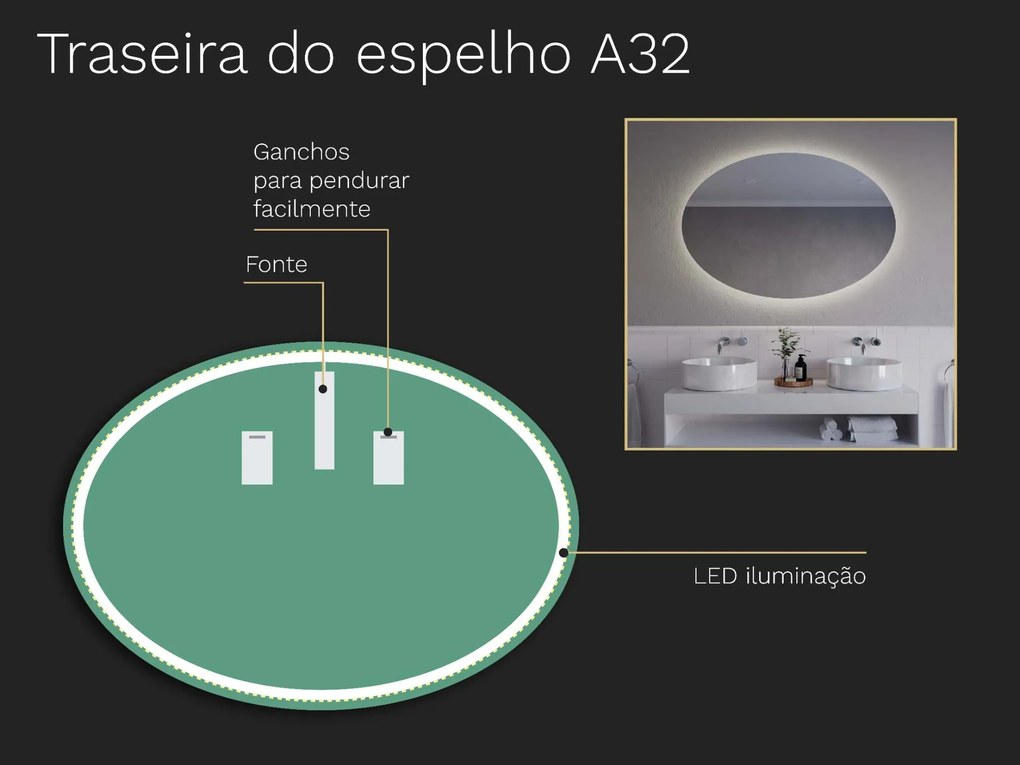 Espelho oval com iluminação LED A32