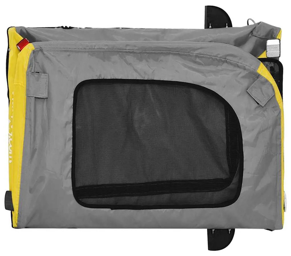 Reboque bicicleta p/ animais tecido oxford/ferro amarelo/cinza