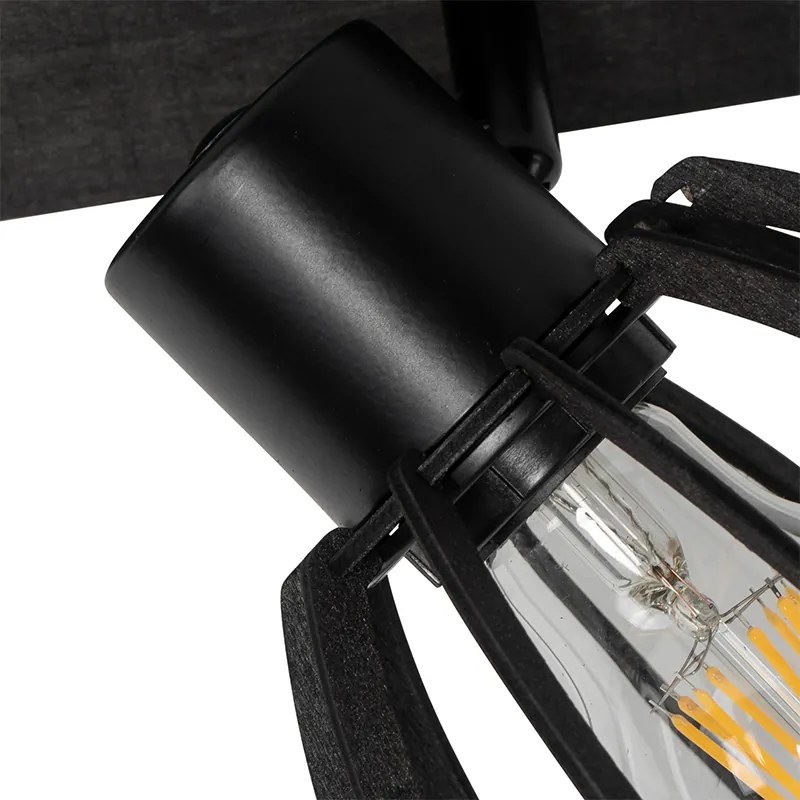 Luminária de teto industrial preta 2 luzes - Fotu