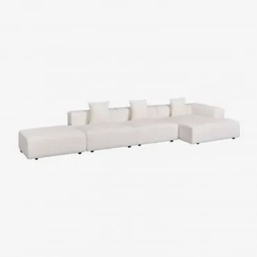 Sofá Modular Chaise Longue Canto Direito 3 Peças Com Puff (↔︎450 Cm) Bruna Caracóis Blanco - Sklum