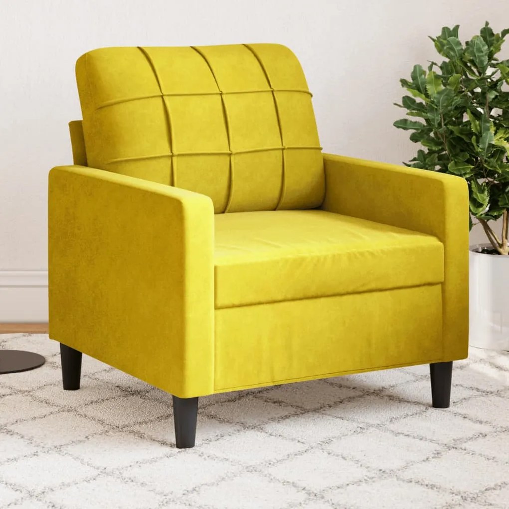 Poltrona 60 cm veludo amarelo