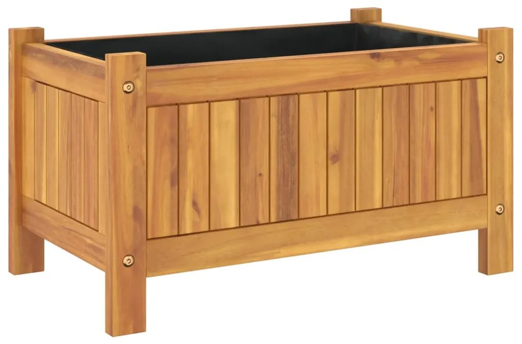 Vaso/floreira de jardim com forro 54x31x30 cm acácia maciça