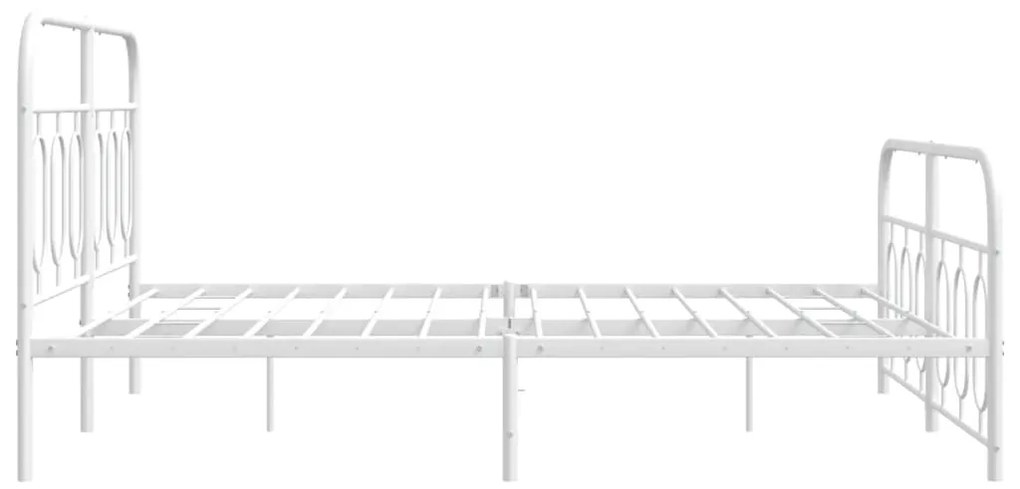 Estrutura de cama com cabeceira e pés 140x190 cm metal branco