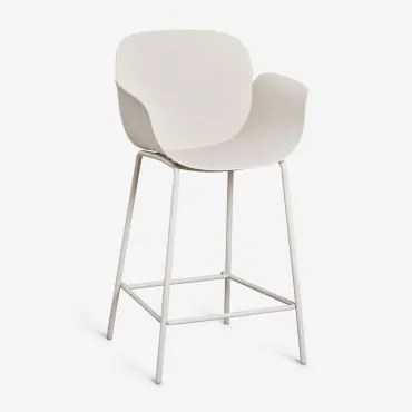 Banco Alto De Jardim Lynette Em Polipropileno E Ferro Branco Pedra & ↑65 Cm - Sklum