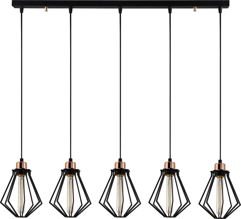 Candeeiro de Teto Oylat – Preto e Bronze – 88 x 18 cm