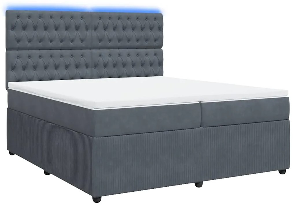 Cama com molas/colchão 200x200 cm veludo cinzento-escuro