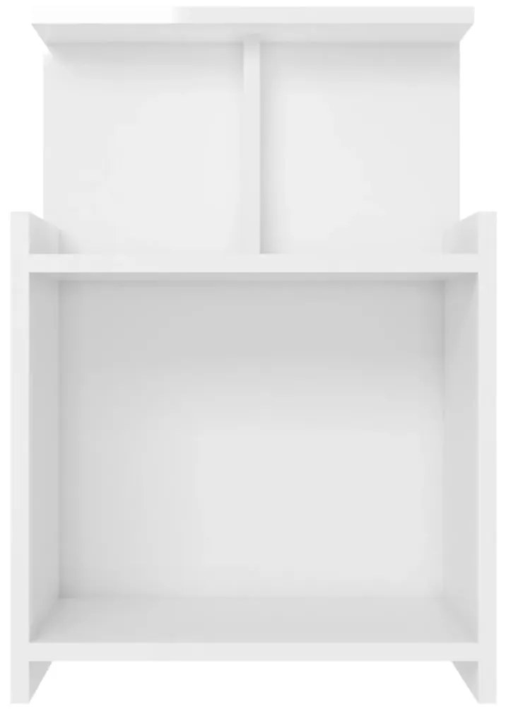 Mesa de cabeceira 40x35x60 cm contraplacado branco brilhante