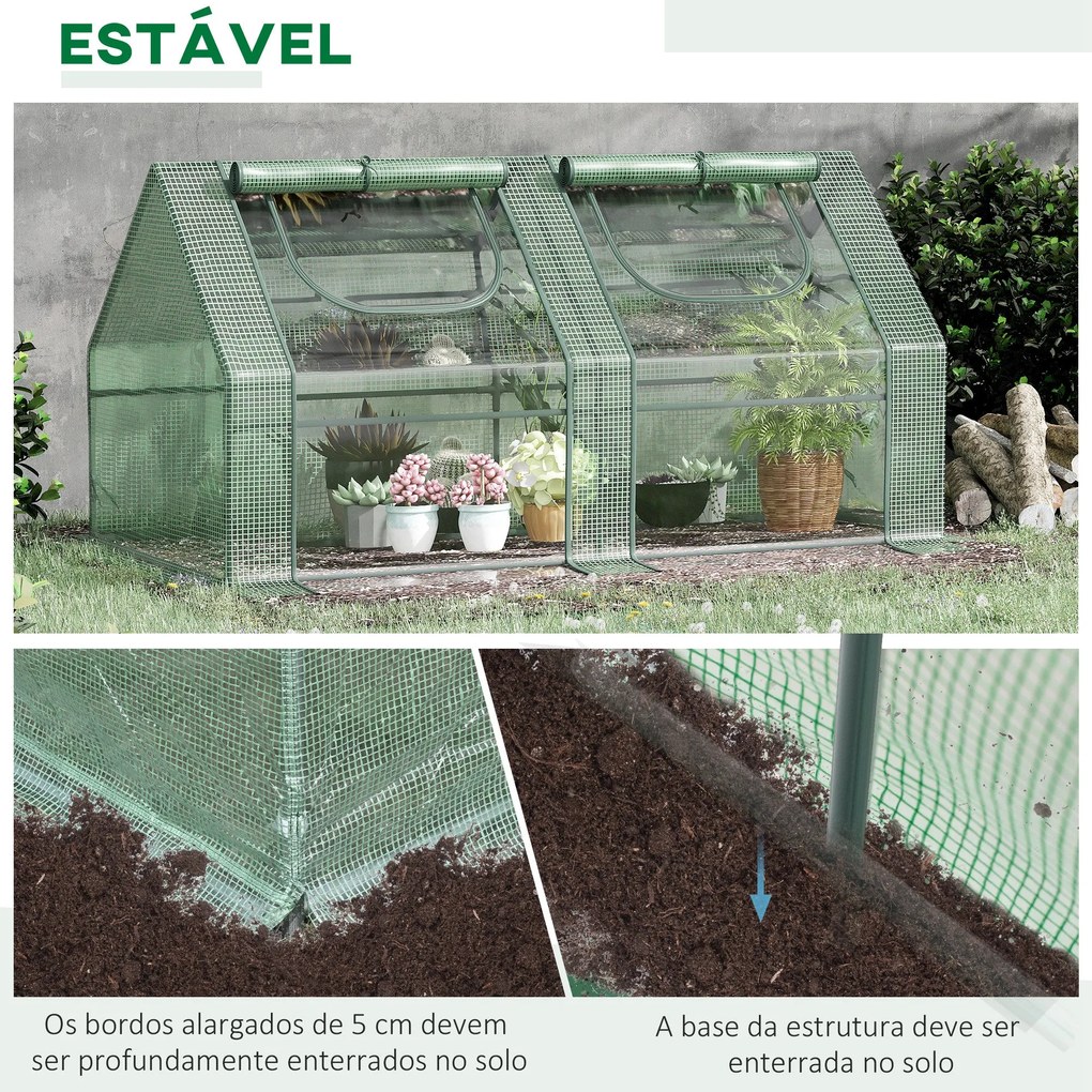 Estufa Pequena de Exterior com Proteção Dupla – 180x90x90 cm | Estrutu