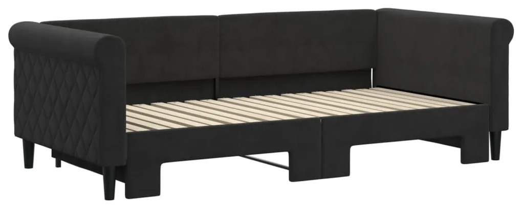Sofá-cama com gavetão 90x190 cm veludo preto