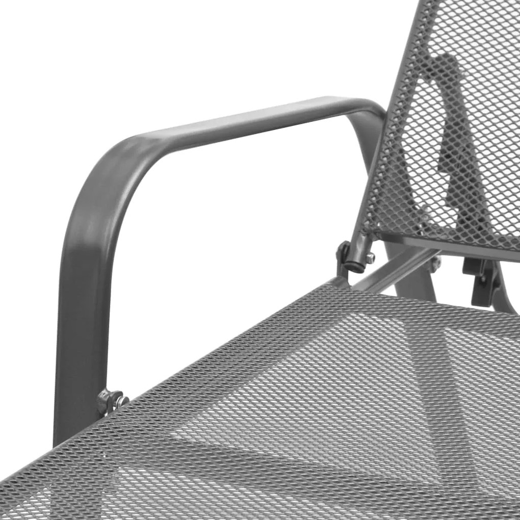 Espreguiçadeiras com mesa 2 pcs aço antracite