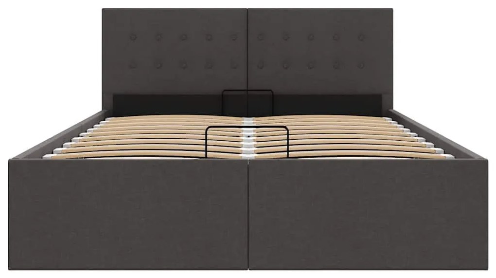 Cama hidráulica c/ arrumação 120x200cm tecido cinza-escuro