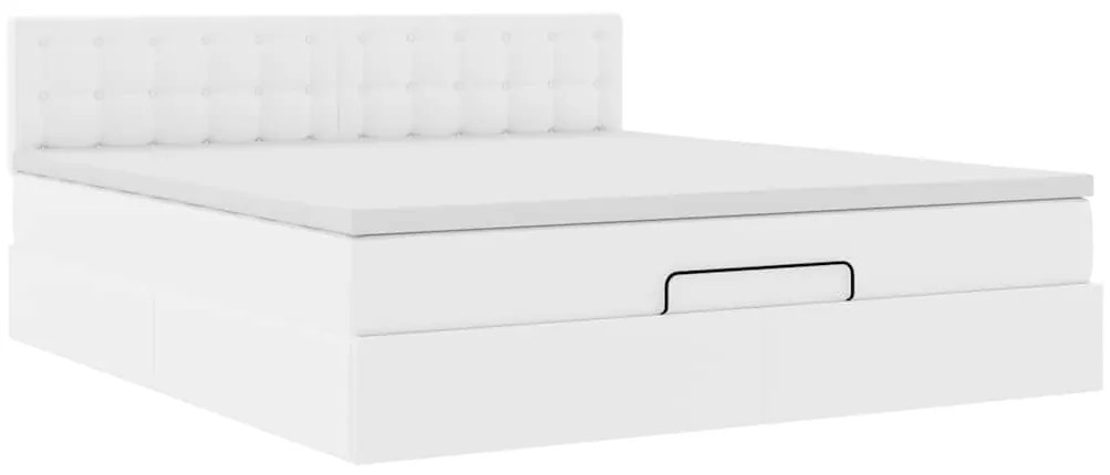Cama otomana com colchões &amp; LEDs 160x200 cm couro artificial