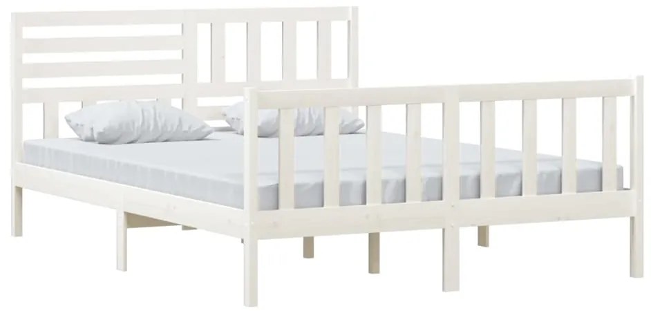 Estrutura de cama king 150x200 cm madeira maciça branco