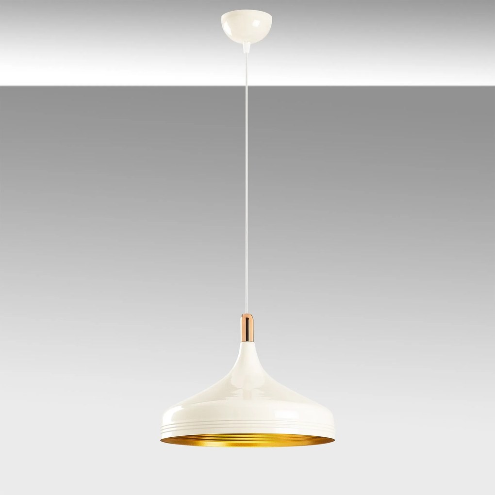 Candeeiro de Teto Saglam – Branco, Dourado e Cobre – 36 cm