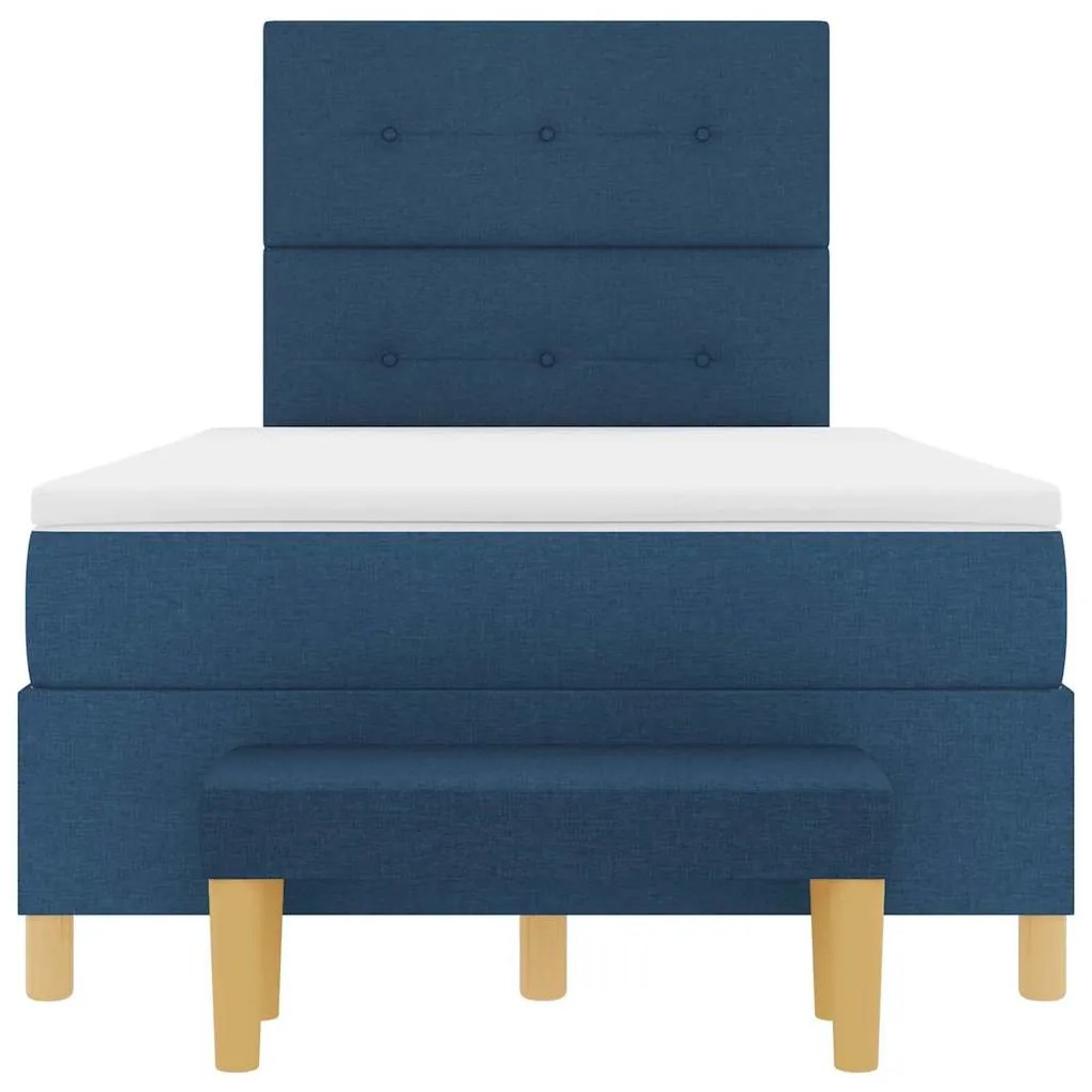 Cama Box com Colchão e Banco vidaXL Azul 120x200 cm Tecido